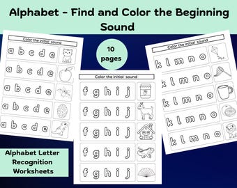 Beginning sounds worksheets | Phonics worksheets for kids |Preschool alphabet activities |Kindergarten phonics practice| Phonics Poster