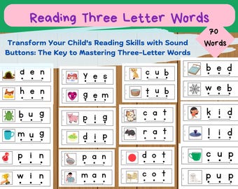 Three Letter Words Flashcards: Phonics Reading Game (Digital Download)