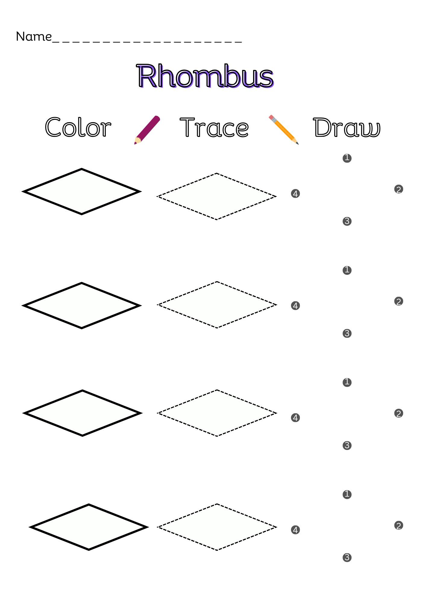 Preschool Shapes Worksheets: Color, Trace & Draw (PDF) - Etsy