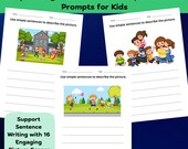 Early Literacy Writing Worksheets: Kindergarten Phonics, Scene Prompts (PDF Format)