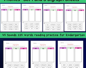 Phonics Digraph Worksheets: Kindergarten Reading & Writing Activities