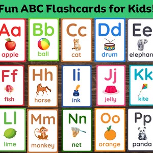 Colorful Alphabet Flashcards: A-Z Printable ABC Cards (PDF Download