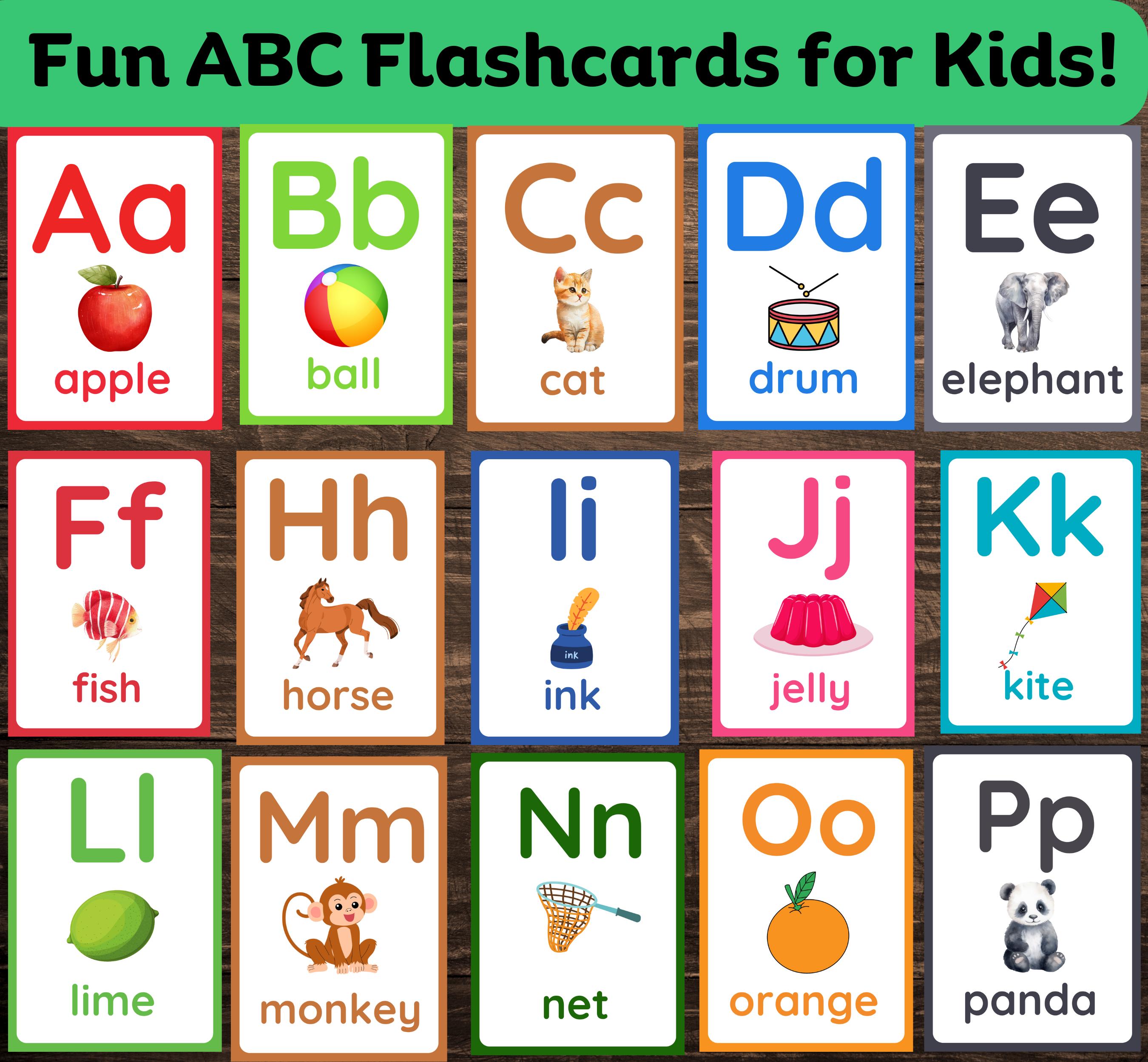 Colorful Alphabet Flashcards: A-Z Printable ABC Cards (PDF