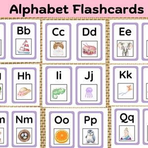 Alphabet Flashcards, Educational Flashcards, Kids Alphabet Cards, Printable Alphabet, Kids Letter Flashcards, Alphabet Picture Flashcards