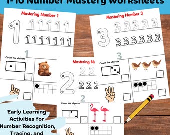 Arbetsblad med sifferspårning: Matematikaktiviteter för barn (digital nedladdning)