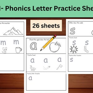 Práctica de letras fonéticas Hojas de trabajo de fonética para niños Práctica de formación de letras Actividades fonéticas para niños Material educativo imprimible para niños