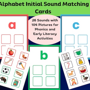 Cartes d'image sonores initiales de l'alphabet | Activités de phonétique pour l'alphabétisation précoce | Reconnaissance des lettres pour les enfants | Carte flash phonique pour la maternelle