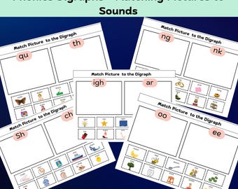 Phonics Digraphs: Picture Sound Matching Cut & Paste Worksheets
