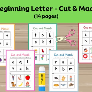 Sonidos de las letras del alfabeto preescolar, sonido inicial, actividades de fonética, fonética preescolar, aprendizaje en el hogar, sonidos de letras, tarjetas a juego