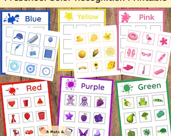 Tapetes de actividades de combinación de colores: Juego de aprendizaje imprimible para preescolar (Descarga en PDF)