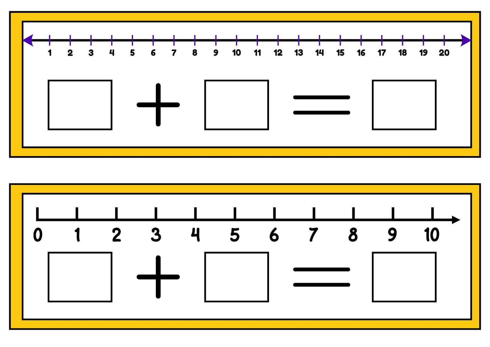 Beginner Math Addition and Subtraction Practice Mats, Printable Number ...