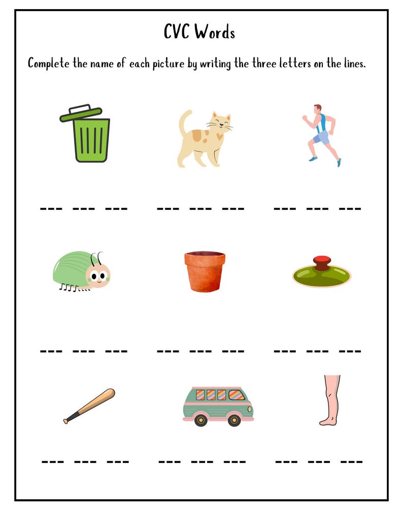 Insect Cvc Phonics Activities for Preschool | Kindergarten Reading Practice ...