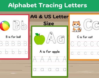 Alphabet Tracing Worksheets: Kids ABC Letter Practice (Digital Download)