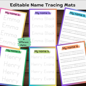 Bearbeitbare Namensverfolgungsmatten: Personalisiertes Lernen, Vorschule & Kindergarten (PPT-Datei)