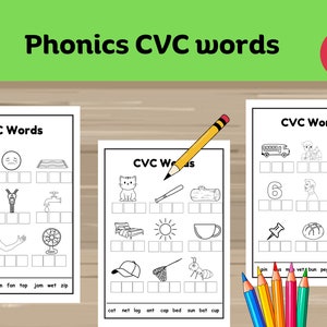 Mots CVC, lecture, écriture et couleur, phonétique, maternelle, mots de trois lettres, familles de mots, centre d'alphabétisation, voyelles courtes, activité CVC,