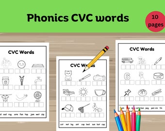 CVC Words Coloring Sheets: Read, Write, and Color (PDF)