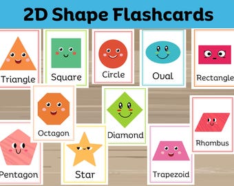 2D Shapes Flashcards: Kindergarten Math Learning