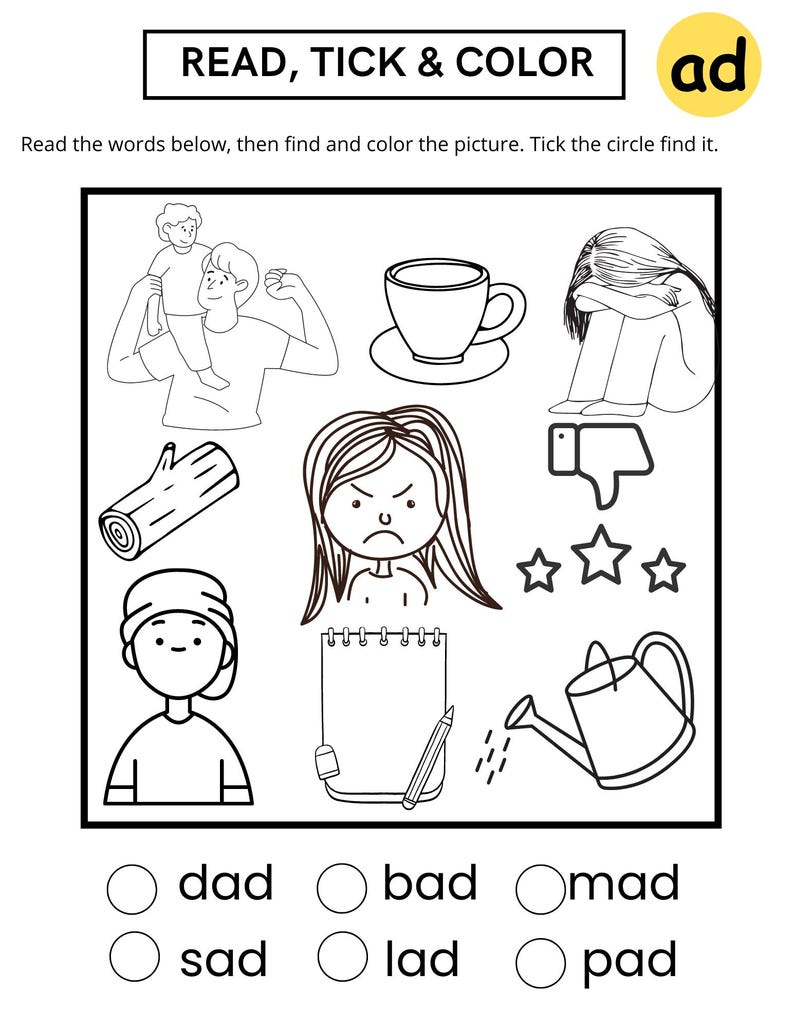 CVC Word Family Worksheets: Phonics Reading Practice (PDF Download) - Etsy