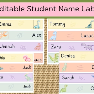 Etiquetas de nomes de classe editáveis, etiquetas de etiquetas de sala de aula, sala de aula, etiquetas de nomes de alunos, recursos de jardim de infância, etiquetas de sala de aula personalizadas