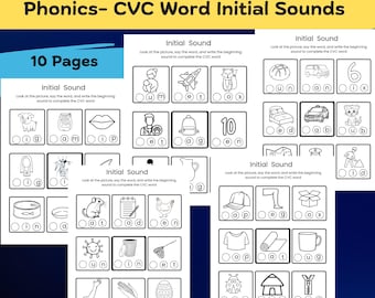 CVC Words Initial Sound Worksheets: Phonics Activities (Printable)