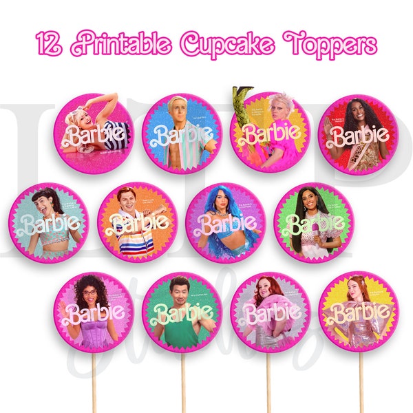 Barbie Movie Cupcake toppers for Parties | Digital cupcake topper | Party cupcake toppers | Printable cupcake topper