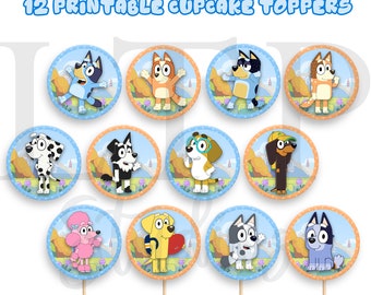 Bluey Cupcake toppers for Parties | Digital cupcake topper | Party cupcake toppers | Printable cupcake topper