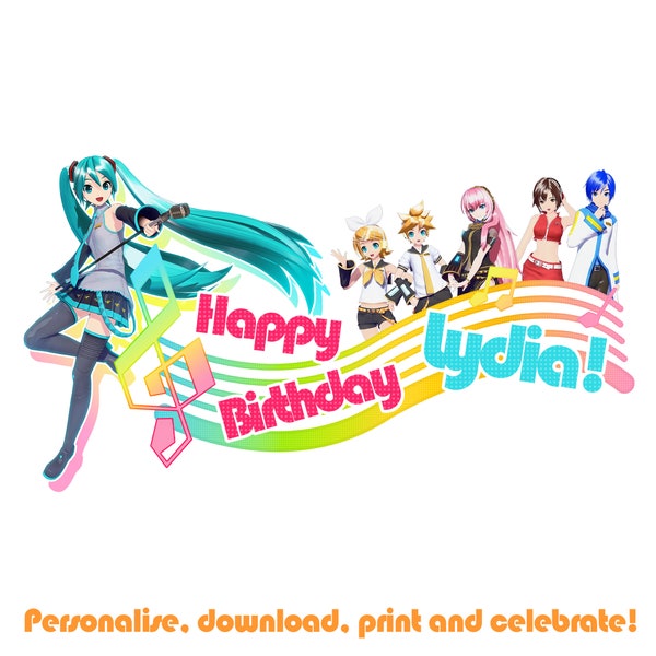 Vocaloid Topper for Parties | Digital Cake Topper | Birthday Cake Topper | Personalised Cake Topper
