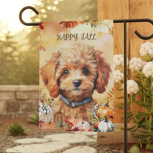 Glückliche Herbst-Garten-Flagge, niedliche Hund Kürbisse Thanksgiving Design Enry Way Flagge Veranda Dekor, Herbst Dekor im Freien, Yard Art Herbst