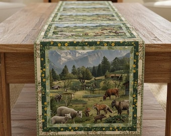 Camino de mesa acolchado de estilo rústico: decoración rústica de cabaña de montaña