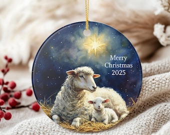 Ornamento agnello personalizzato, presepe, regalo di Natale religioso