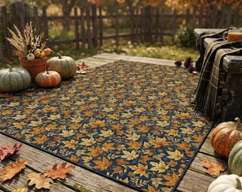 Autumn Leaves Outdoor Rug: Waterproof UV Resistant Fall Colorful Accent Porch Rug