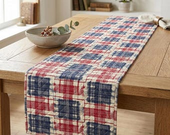 Patriottische Americana gewatteerde tafelloper, Stars Stripes 4 juli tafeldecor rood wit blauw tafellinnen