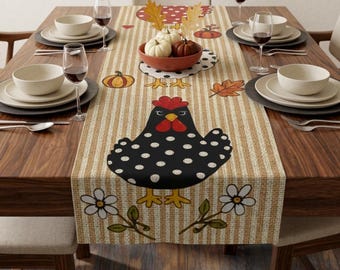Fall Chicken Table Runner | Farmhouse Harvest Decor (Flex Runner)