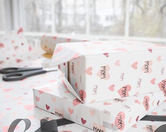 Pink Heart Mom Wrapping Paper – Loving Mother’s Day Gift Wrap