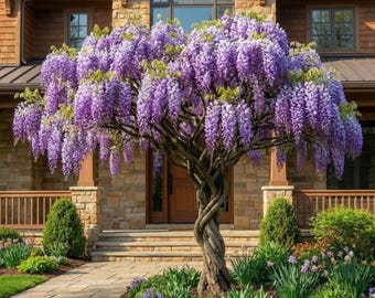 Purple Wisteria Live Plant: Fast-Growing Vine/Tree, Bonsai Ready (6''- 1 foot tall) potted
