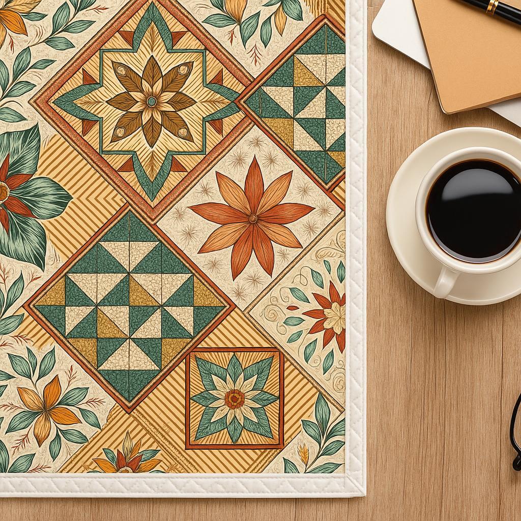 Rustic Patchwork Print Quilted Table Runner: Farmhouse Fall and Holiday ...