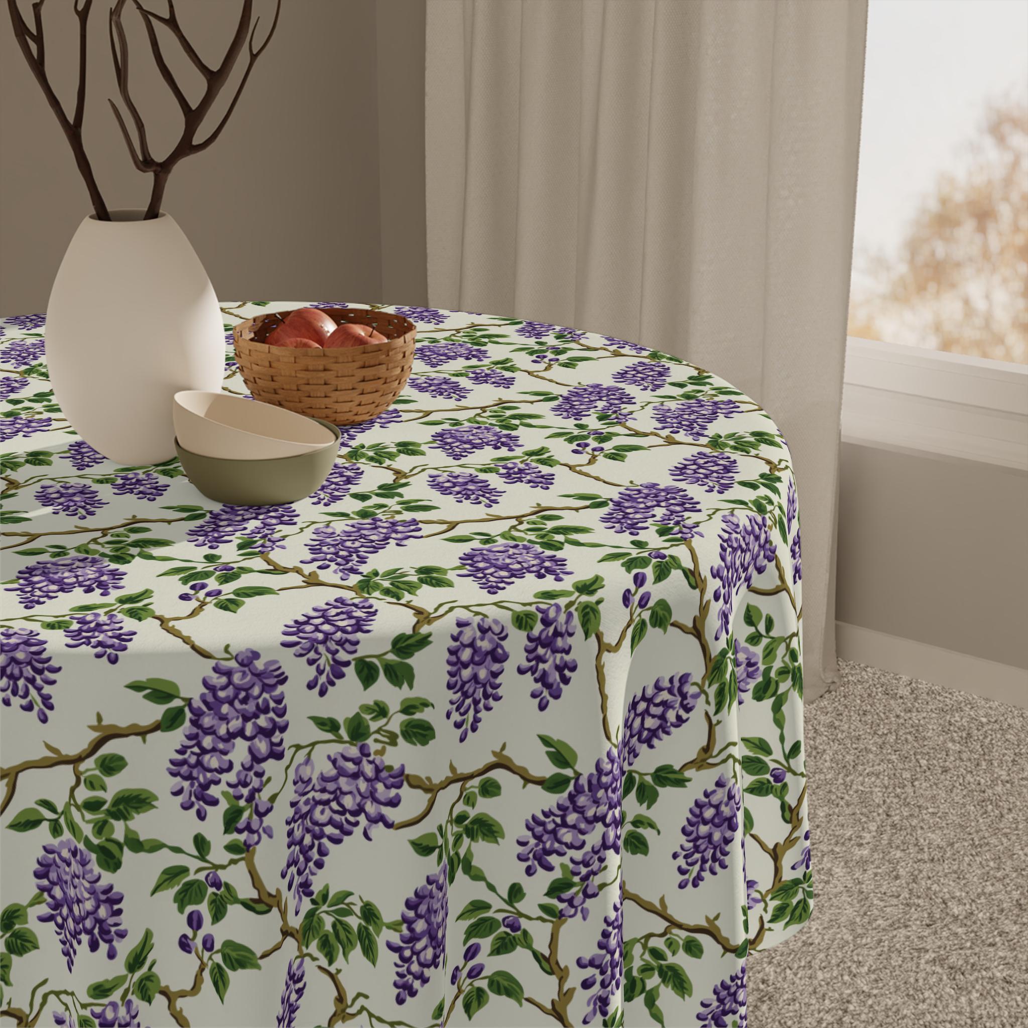 Wisteria Tablecloth Purple Floral Home Decor Blooming Wisteria Table Decor Birthday Spring Decor Romantic Wedding Mother's Day Gift