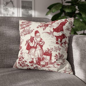 Copricuscini natalizi in tela rossa, alberi di pino, tela su tutti i pini, decorazioni natalizie vintage, decorazioni classiche per le feste, Natale rustico