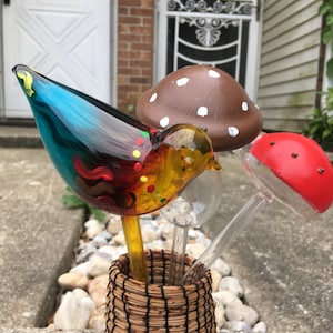 Hand-Painted Iridescent Glass Plant Watering Globe - Assorted Shapes
