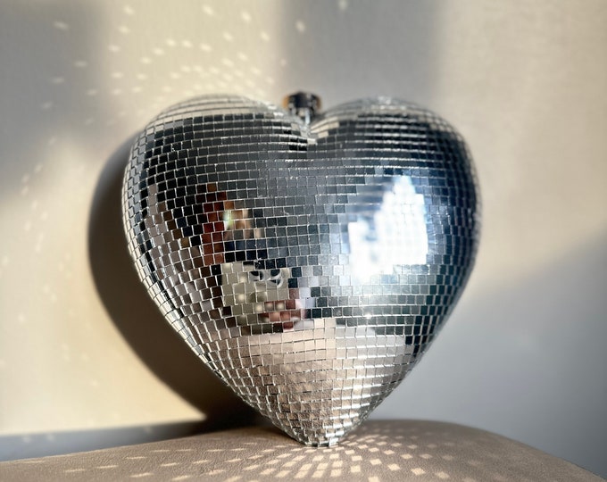 Cuore da discoteca, regalo a forma di cuore 3D con palla da discoteca a forma di cuore