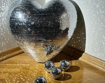 Large Disco Heart 17,72 in Heart Shaped Disco Ball Heart Gold Disco