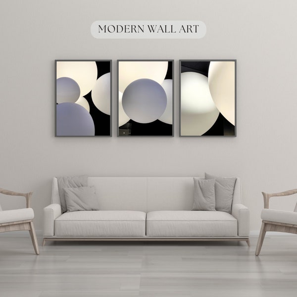 Printable modern Poster set of 3 /Modern Wall Art / Balloon Wall Art/ Printable/ Print Set Extra Large Wall Art/ Above Bed Decor/ digital