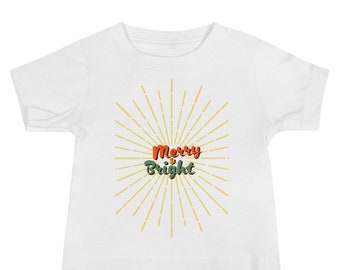 T-shirt à manches courtes en jersey pour bébé sur le thème Joyeux Noël et Noël lumineux