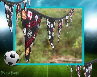 Soccer Fabric Bunting Banner, End of Season party decoration Bunting, soccer party decoration