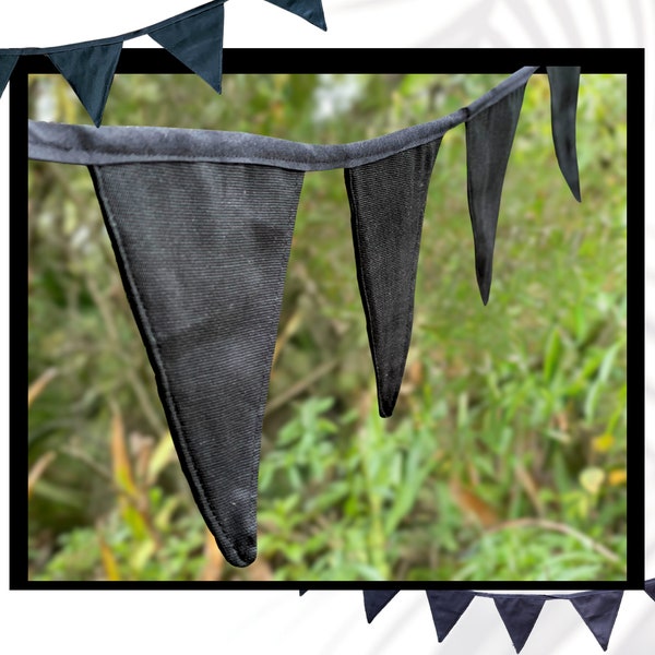 Black Canvas Durable Fabric Bunting Banner