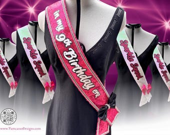 Sash | Birthday Squad Sequin and Rhinestone Fabric Celebration Sash