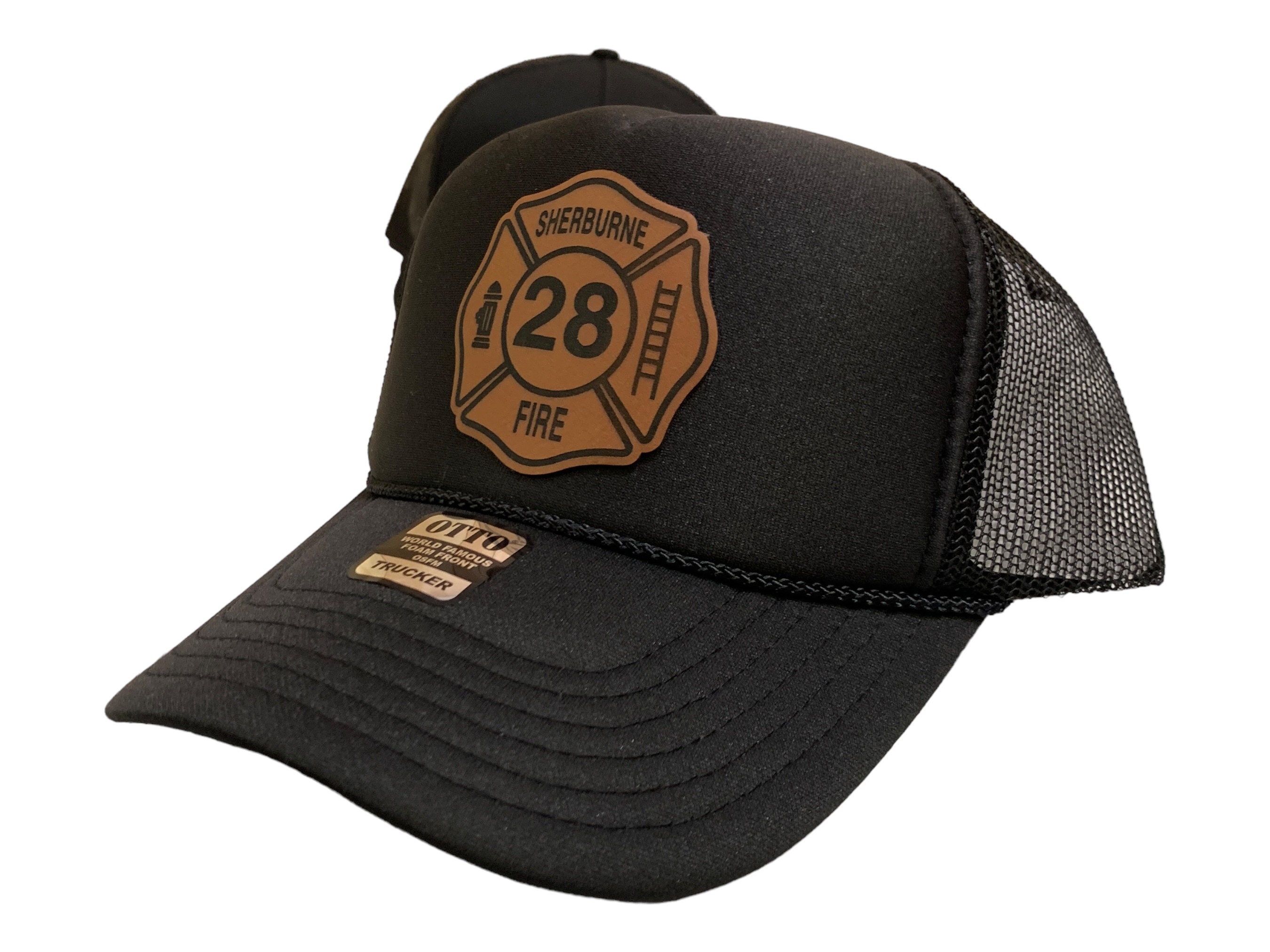 Firefighter Hat Cap - Maltese Cross Embroidered Flex Fit Personalized Cap, Optional Rank On Back