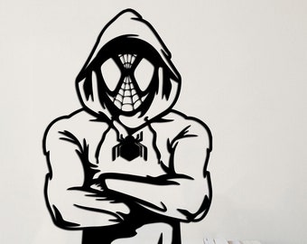Spider Man, Miles Morales svg dxf archivo pared pegatina pdf plantilla cnc corte router vector digital descarga instantánea