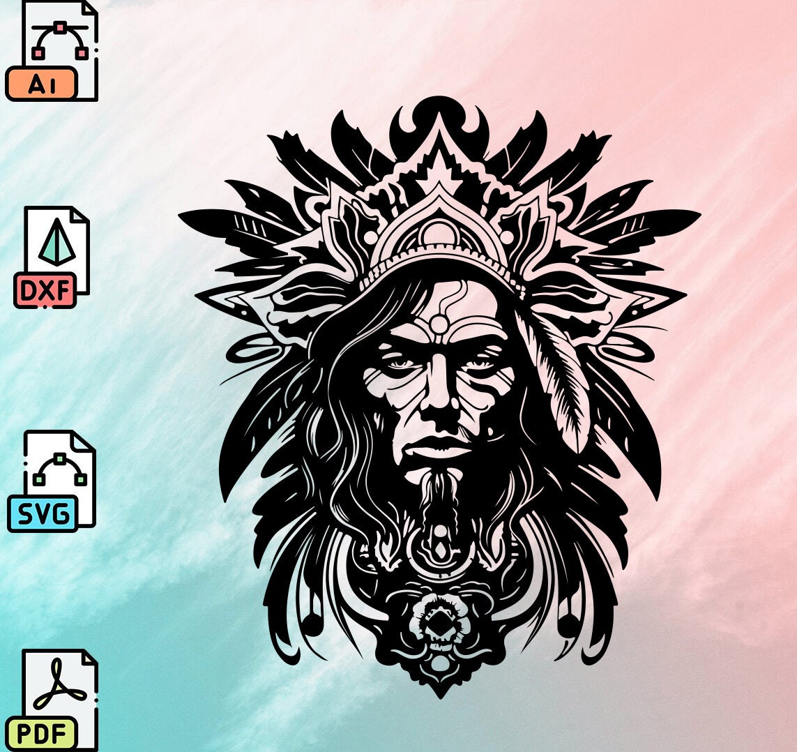 Indian Chef, Taboo Svg Dxf File Sticker Pdf Silhouette Template Cnc ...