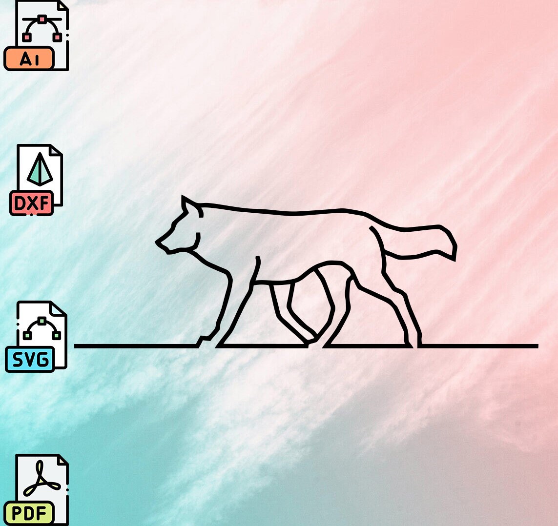 Wolf Animal Cut Svg Dxf File Wall Sticker Pdf Silhouette Template Cnc ...